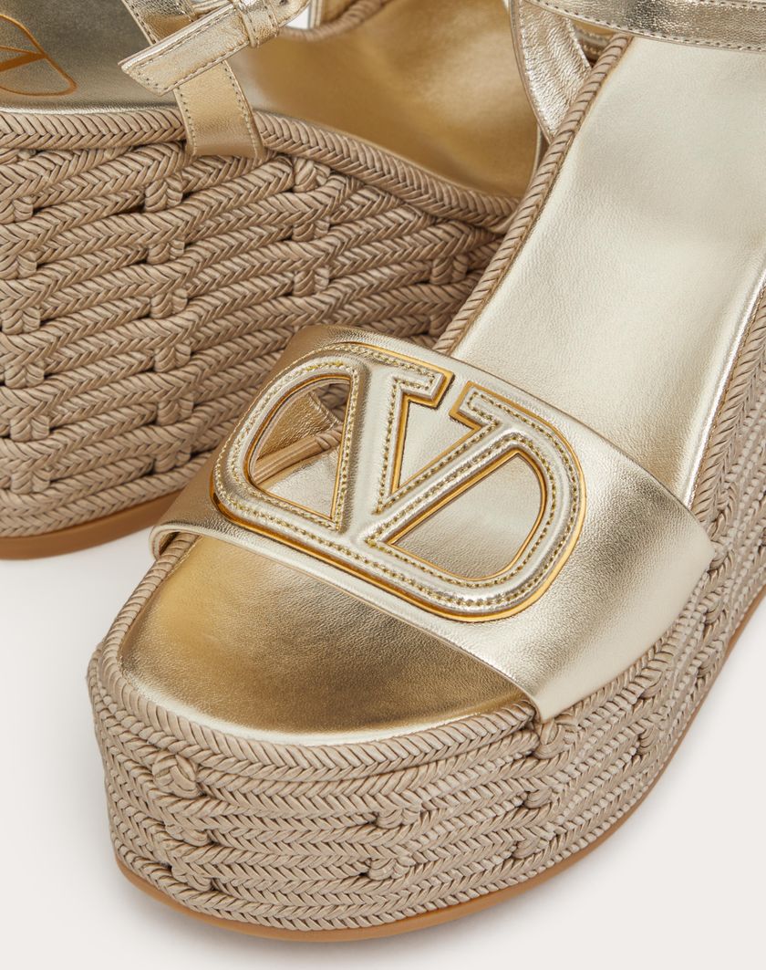 VLOGO CUT-OUT WEDGE SANDAL IN LAMINATED NAPPA LEATHER 110MM - Image 2